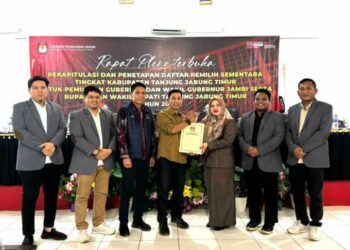 KPU Kabupaten Tanjung Jabung Timur Gelar Rapat Pleno Terbuka Terkait Rekapitulasi dan Penetapan Daftar Pemilih Sementara
