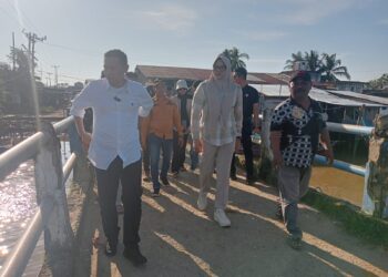 Bupati Tanjabtim Dillah Bersama Wakil Bupati Tinjau Jembatan Penghubung Desa Lambur Luar Yang Ambruk
