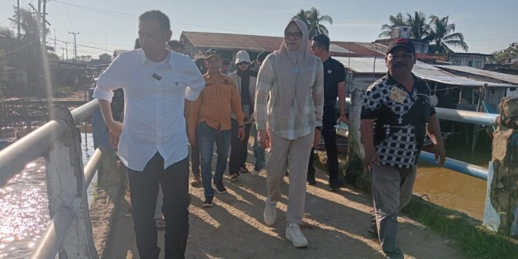Bupati Tanjabtim Dillah Bersama Wakil Bupati Tinjau Jembatan Penghubung Desa Lambur Luar Yang Ambruk