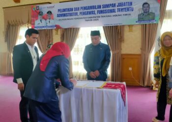Setda Tanjabtim Lantik 16 Orang Pejabat Baru di Lingkungan Pemkab