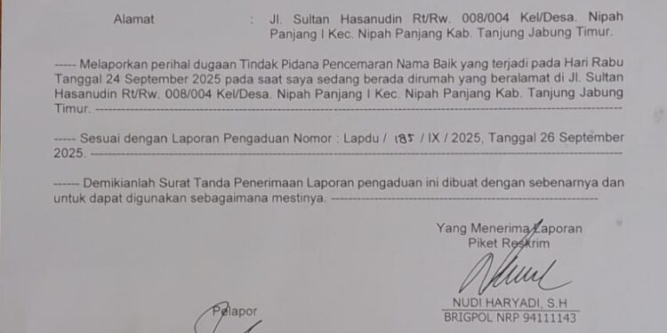 Akun Tiktok @yudiatan883 Resmi Dilaporkan Salaming Ke Polres Tanjabtim