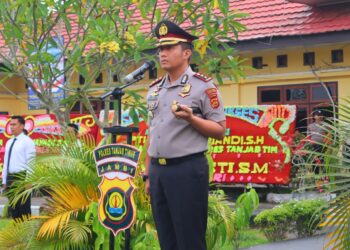Kapolres Pimpin Upacara Serah Terima Jabatan PJU Dan Sejumlah Kapolsek Di Jajaran Polres Tanjabtim