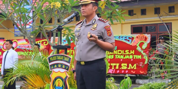 Kapolres Pimpin Upacara Serah Terima Jabatan PJU Dan Sejumlah Kapolsek Di Jajaran Polres Tanjabtim